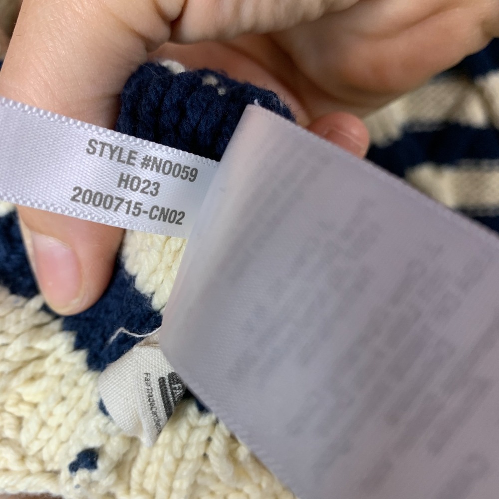 Madewell Cable-Knit Oversized Sweater Small Navy Stripe Preppy Nautical Chunky - Picture 10 of 14